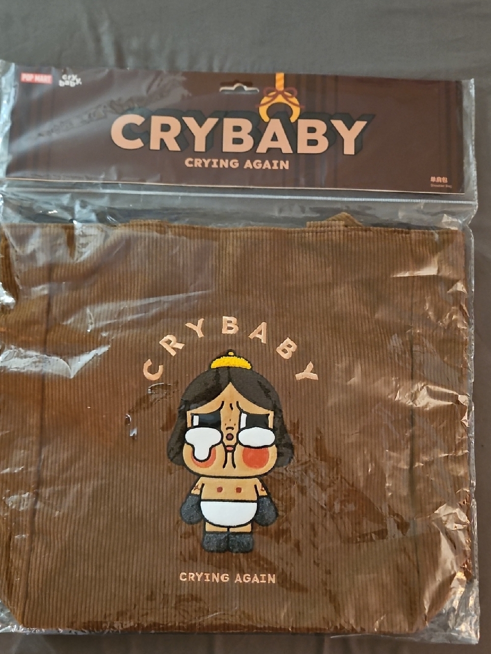 Crybaby 'Crying Again' Brown Corduroy Tote